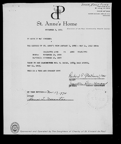 St. Ann's Orphans Home Individual Files