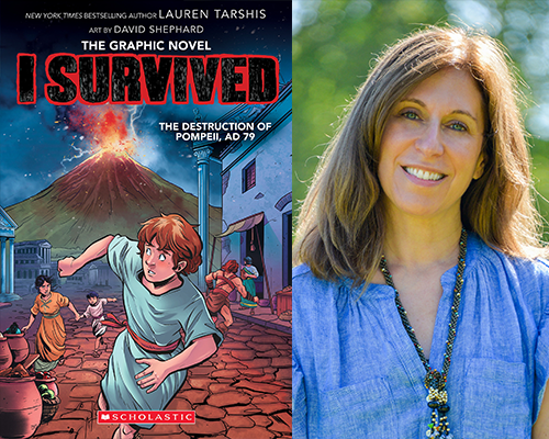 “I SURVIVED the Destruction of Pompeii - Graphic Novel” book cover and color author photo