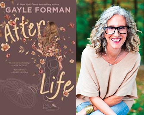 "After Life" book cover and color author photo of Gayle Forman