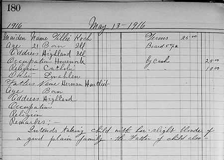 Children's Ledger, St. Ann's Orphan's Home, 1912