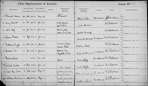 St. Mary's Orphanage Baptism Register