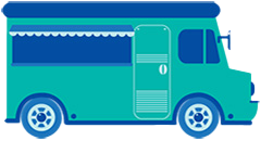 Blue and teal food truck clip art